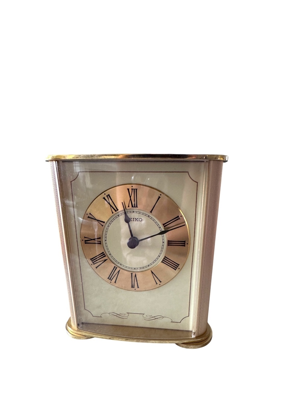 Seiko Vintage Brass Desk Clock with Roman Numerals